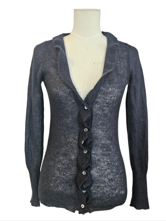 J. Crew Sweaters - J.Crew Lightweight mohair blend Ruffle button-up cardigan sweater S